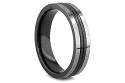 Edward Mirell Two Tone Gray and Black Titanium Ring [8006]