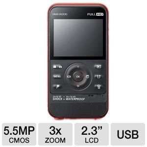 Samsung HMX-W300RN Rugged Full HD 1080p Pocket Camcorder (Red) - Manufacturer Refurbished