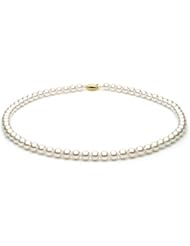 14k Gold 6-6.5mm White Akoya Saltwater Cultured Pearl Necklace AA+ Quality, Princess Lengths - 18, 20, 22 Inches