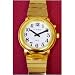 Man's Gold Tone Talking Watch Male Voice w/ White Face, Expansion Band