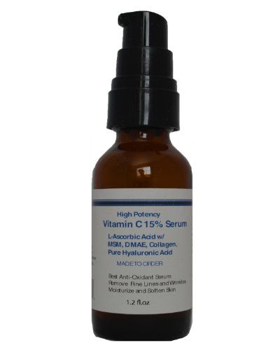 Vitamin C 15% serum with MSM, DMAE, Collagen, and Hyaluronic Acid (1.2 fl.oz)