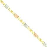 14K Tri Color Gold Our Lady of Guadalupe Fancy Link Bracelet 7.25
