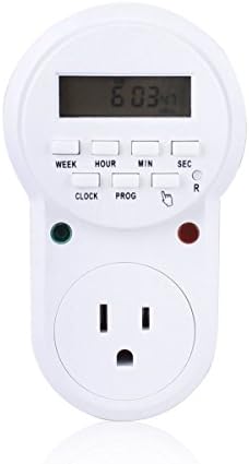 Digital Programmable Timer Socket Plug Wall Home Plug-in switch Energy-Saving Outlet (White)