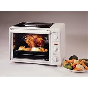 Compact domestic rotisserie oven in white, Home-tek model HT459