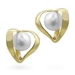 14k Gold FW Pearl Heart-shaped Stud Earrings