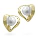 14k Gold FW Pearl Heart-shaped Stud Earrings