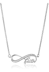 Sterling Silver Cubic Zirconia Infinity Faith Pendant Necklace, 18"