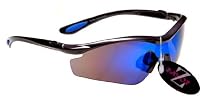 Rayzor Professional Lightweight GunMetal Grey UV400 Sports Wrap Cycling Sunglasses, With a 1 Piece Blue Iridium Revo Anti-Glare Lens.