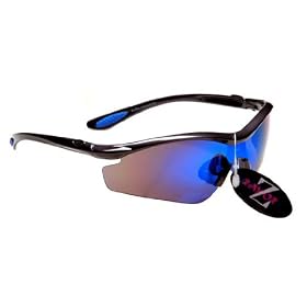 Rayzor Professional Lightweight GunMetal Grey UV400 Sports Wrap Cycling Sunglasses, With a 1 Piece Blue Iridium Revo Anti-Glare Lens.