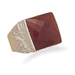 Square Faceted Rough-Cut Ruby Ring