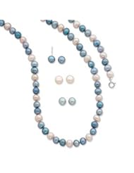 Genuine IceCarats Designer Jewelry Gift Sterling Silver Fw Cultured Pearl 18 In Neck. 7.25 In Bracelet & 3 Piece Ea