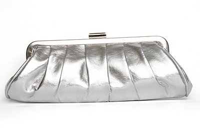 Silver clutch handbag