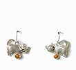 Silvertone Cat and Ball Dangle Earrings Fashion Jewelry