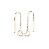 14k Heart Box Chain Threader Earrings