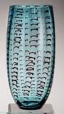 AMALFI BLUE ARTGLASS VASE - AMALFI COLLECTION 14 INCH BLUE MOUTHBLOWN ARTGLASS VASE