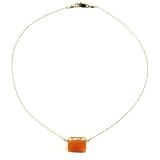 14K Gold Peach Tourmaline Chicklet Necklace