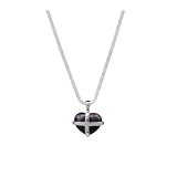 Sterling Silver & Blue John Small Cross Heart Pendant - 18 Inch Snake Chain