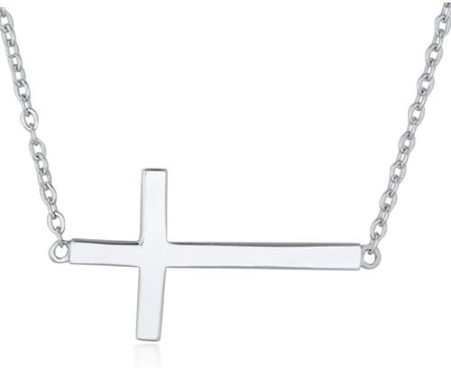 Sterling Silver Plain Side Ways Cross Pendant