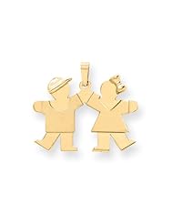 14k Solid Boy Facing Right & Girl Facing Left Engravable Charm