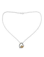 Citrine heart necklace, Promise of Love - Indian Heart Jewelry Sterling Silver and Citrine Necklace