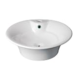 Decolav 1472-CWH 18-Inch Round Ceramic Vitreous China Vessel with Overflow, White