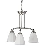 American Fluorescent FAP313SNSCT Faceted Blown Glass Pendant, 3 Light, Satin Nickel