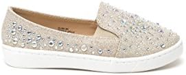 New Kids Girl Glitter Rhinestone Comfy Ballet Slip on Dress Shoes NUDE 12