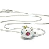 Sporty 3d Soccer Ball Multi-Colored Crystal Charm Necklace with Crystals