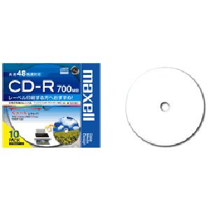 マクセル データ用 CD-R 700MB プリンタブルワイド 10枚パック CDR700S.WP.S1P10S