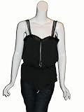 SUE STEMP Black Jersey Lace Pleated Top