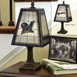 MILWAUKEE BREWERS Team Logo Hand Painted ART-GLASS TABLE LAMP (14 Tall with 7 Wide Glass Shade)