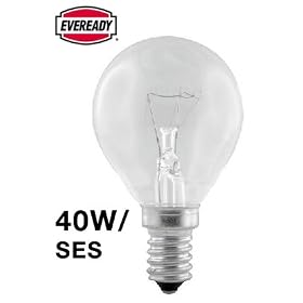 10x Eveready Clear Golf Bulb 40w SES/E14 240V - 1,000 HRS -