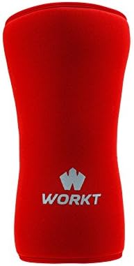 Workt Knee Compression Support Sleeve for CrossFit, Weightlifting, Powerlifting, Exercise &amp; Sports - Made in the USA with Sustainable &amp; Eco-Friendly Ecoprene Neoprene - 7MM - 1 Sleeve (Red, XL)