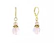 Earrings - E287 - Fire Polished Glass - Curved Lentil ~ Pink