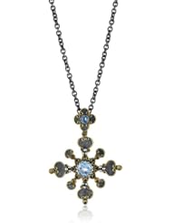 Stella Flame "Byzantia" Ice Blue Topaz Cross Pendant Necklace