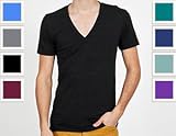 American Made Apparel Tri-Blend Short Sleeve Deep V-Neck T-Shirt - Tri-Black TR456 S