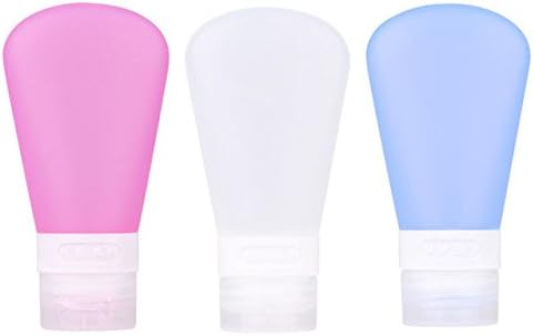 Artpo Travel Bottles 3 one Set with Leak Proof Soft Silicon 3 OZ Pink White Blue Containers(3oz,pink+white+blue)