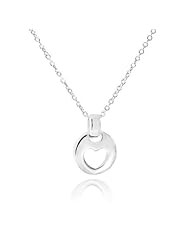 Valentines Day Gifts Bling Jewelry Silver Stencil Heart Pendant Necklace 16in