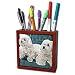   - Dogs Maltese - Two Maltese - Tile Pen Holders-5 inch tile pen holder