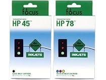 Remanufactured HP 45 & 78 Ink Cartridges Combo 2-Pak: 1 Black / 1 Color