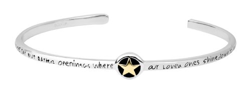 14k Yellow Gold Overlay Sterling Silver “Perhaps They Are Not Stars In The Sky But Rather Openings Where Our Loved Ones Shine” Two-Tone Star Cuff Bracelet
