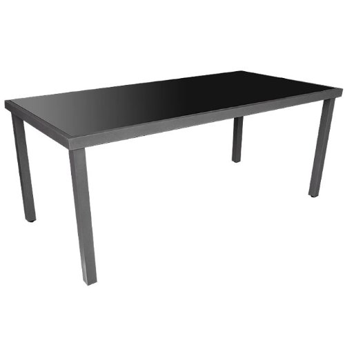 Gartentisch Aluminium/Glas 180x90cm Anthrazit/Schwarz