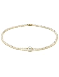 14k Yellow Gold 11-12mm White Freshwater Pearl, 4-5mm Freshwater Pearl High Luster Necklace 16" Length with 3mm Yellow Gold Bead.