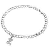 14K WG Diamond Accented Z Initial Charm & Bracelet 7.5