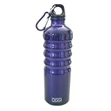 Oggi Lustre Aluminum Sport Water Bottle with Screw Top Loop Cap & Caribiner Clip-26 oz (Blueberry Blue)