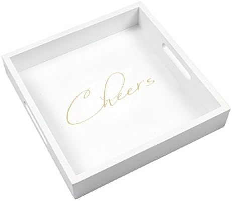 Cathy's Concepts CH2170W Cheers Lacquer Tray, 12-Inch, White