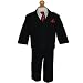 Boys Black Christmas Suit - 5 Pc Black Dress Suit with Red Tie (12M - 7)