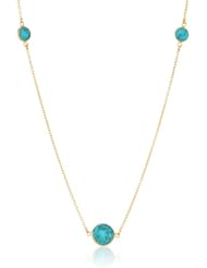 Argento Vivo Gold-Tone Round Turquoise Station Necklace, 36"