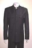 Men's Solid Black 5 Button Suit - Monaco with 1 Pleated Pants