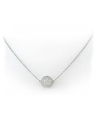 Ladies sterling silver white disco ball necklace